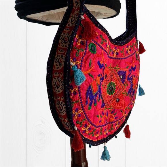 Tribe Azure Fair Trade Handcrafted Colorful Embellished Boho Shoulder Bag, NWOT! - Picture 7 of 11